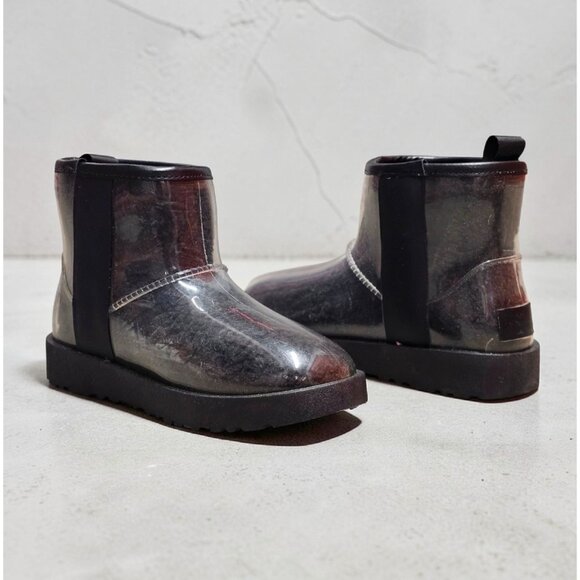 Transparent Waterproof Ankle Boots With Non-Slip Soles Sleek Black Finish Durabl - Picture 10 of 13